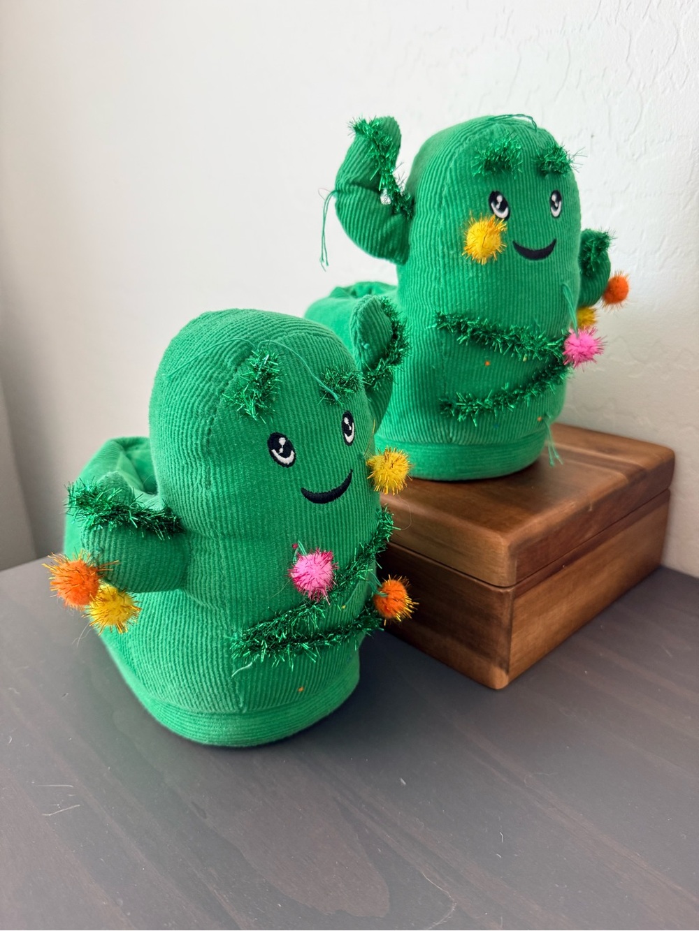 American Eagle Outfitters Bright Green Corduroy Plush Slippers